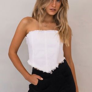 denim lace up top - completely adjustable due to lace up back